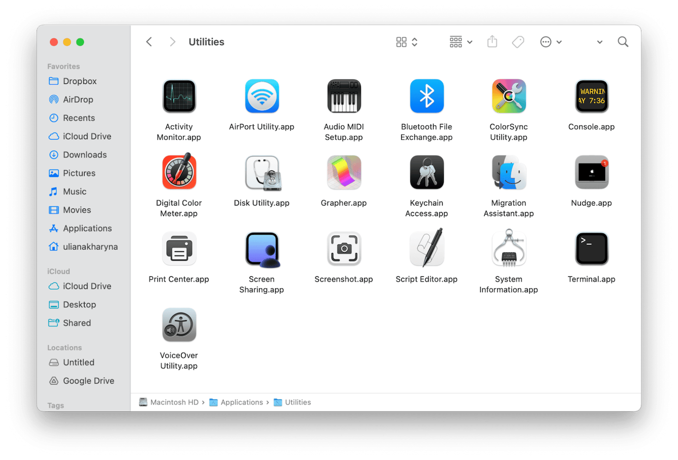 where to find utilities on mac